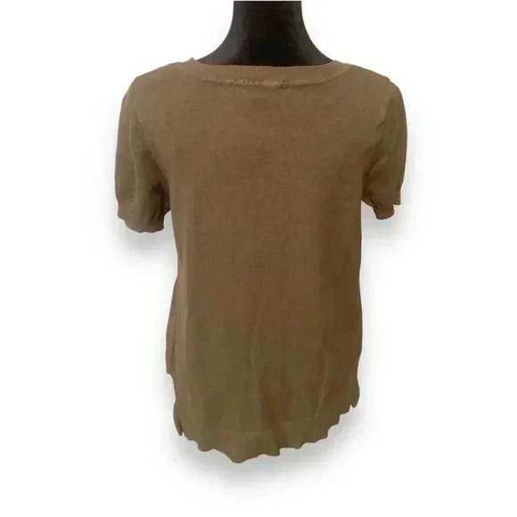 Michael Kors Short-Sleeve Olive Green with Gold Detail Sweater - Picture 10 of 10